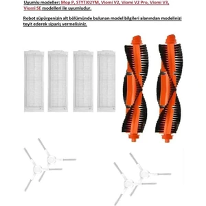 Lin Grup Xiaomi Mi Robot Mop P STYTJ02YM Uyumlu Yedek Fırça Filtre Seti