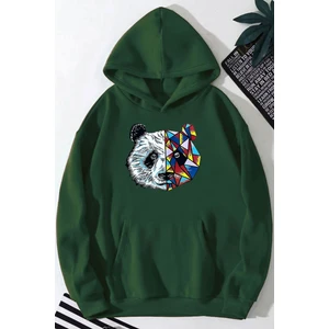 Panda Baskılı Kapüşonlu Sweatshirt