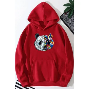 Panda Baskılı Kapüşonlu Sweatshirt