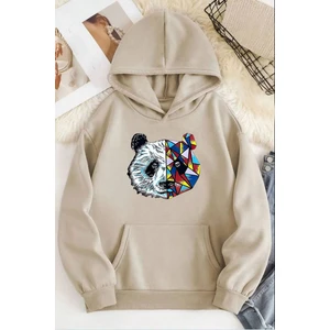 Panda Baskılı Kapüşonlu Sweatshirt