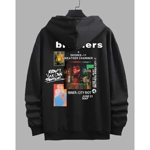 Unisex Brothers Baskılı Kapüşonlu Sweatshirt