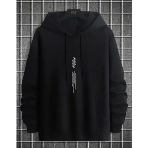 Göğüs Dikey Baskılı Kapşonlu Sweatshirt
