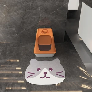 Kedi Tuvalet Önü Paspası Büyük Boy Desenli Kedi Kumu Paspası 50 x 60 cm