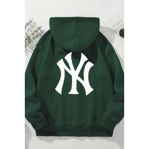 Ön Arka Ny Baskılı Kapüşonlu Sweatshirt