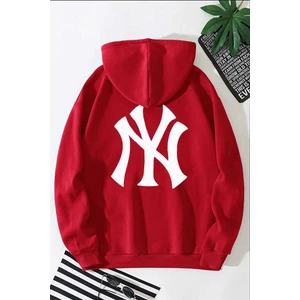 Ön Arka Ny Baskılı Kapüşonlu Sweatshirt