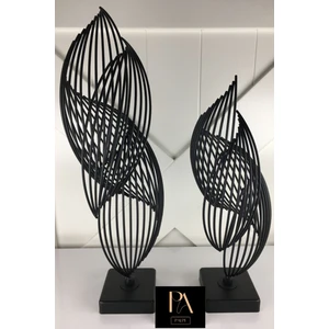 Siyah Helezyon 2'li Takım Metal Biblo Obje Ev Aksesuar Masa Konsol Orta Sehpa Dresuar Salon Ofis Dekor