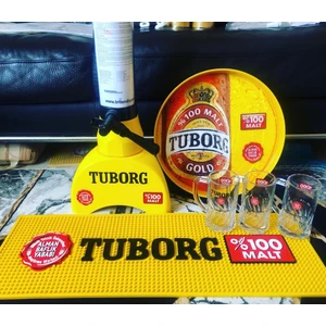 Poyraz Koleksiyon Tuborg Bira Bardağı + Bar Mat+Tepsi+Biraver