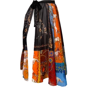 Etnik Desenli Belden Bağlamalı Uzun Pareo Kadın Plaj Elbisesi Yeni Sezon