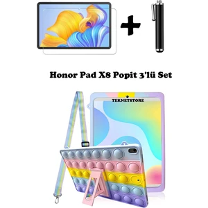 Honor Pad X8 10.1 Inç Uyumlu Kılıf Popit Standlı Kılıf Askılı Silikon Eğlenceli 3'lü Set