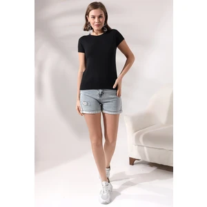 Bisiklet Yaka Kısa Kol Basic T-Shirt 21060 Siyah