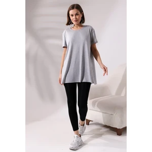 Kolları Katlamalı Yanları Yırtmaçlı Salaş T-Shirt 19598 Grimelanj