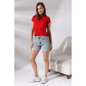 Bisiklet Yaka Kısa Kol Basic T-Shirt 21060 Kırmızı