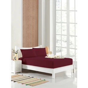 150X200 Çift Kişilik Lastikli Çarşaf (Nevresim Kumaşı) Pamuk-Polyester Bordo