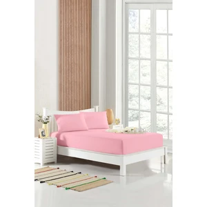 90X190 Tek Kişilik Lastikli Çarşaf (Nevresim Kumaşı) Pamuk-Polyester Pembe