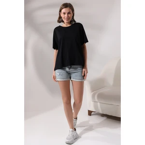 Salaş Pamuklu Yarasa Kol T-Shirt 21571 Siyah