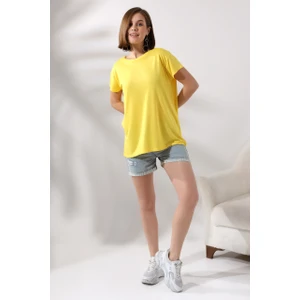 Salaş Bisiklet Yaka T-Shirt 21256 Açık Sarı