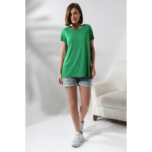 Salaş Bisiklet Yaka T-Shirt 21256 Benetton Yeşili