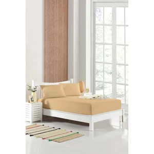140X200 Çift Kişilik Lastikli Çarşaf (Nevresim Kumaşı) Pamuk-Polyester Bej