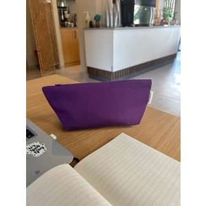 Sumicorn Design Soft Mor Yıkanabilir Fermuarlı Tek Gözlü Bez Kalemlik Kalem Kutusu Cüzdan Makyaj Çantası