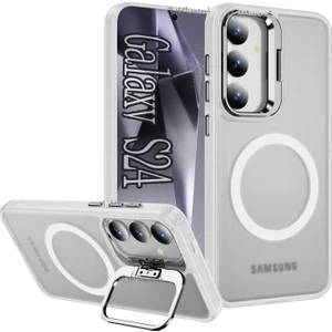 M.tk moveteck Samsung Galaxy S24 Kılıf Mat Krom + Kendi Renginde Lens Camı 2'li Set