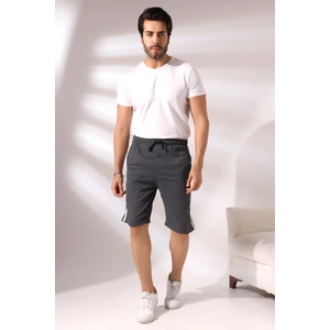 Erkek Çift Şeritli Şort 19630 Koyu Antrasitmelanj