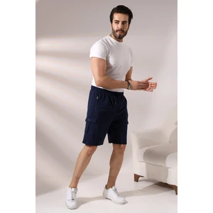 Erkek Cepleri Fermuarlı Kargo Cepli Şort 21526 Lacivert