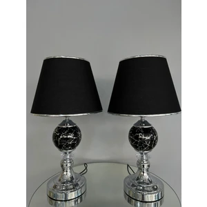 Retro Home Design Özel Seramik Siyah Şapkalı Gümüş Ikili Modern Salon Yatak Odası Abajur Masa Lambası Set 2li