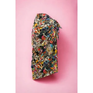 Vintage Retro Desenli Uzun Pareo Şifon Kadın Plaj Elbisesi Yeni Sezon