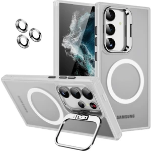 Samsung Galaxy S24 Kılıf Magsafe Standlı + Klon Kamera Lensli Kapak