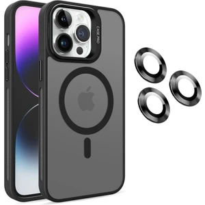 Apple iPhone 14 Pro Max Kılıf Magsafe Standlı + Klon Kamera Lensli Kapak