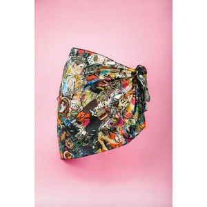 Vintage Retro Desenli Desenli Kısa Pareo Saten Iç Göstermez Kadın Plaj Elbisesi Yeni Sezon