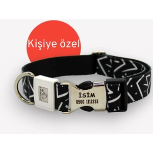 Isimli  Kişiye Özel Orta ve Büyük Irk Ayarlanabilir Köpek Boyun Tasması 2,5 cm