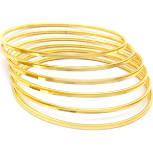 22 Ayar Altın Kaplama Çelik Kadın Ajda Bilezik - 6 Adet