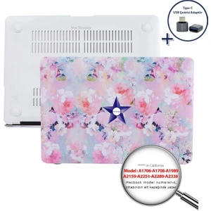 Macbook Pro Kılıf 13inç M1-M2, Flower03 (Type-c'li Model)A2338 A2289 A2251 A1706-08 A1989 A2159 ile Uyumlu