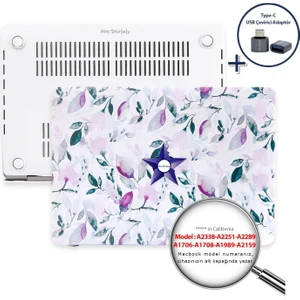 Macbook Pro Kılıf 13inç M1-M2, Flower03 (Type-c'li Model)A2338 A2289 A2251 A1706-08 A1989 A2159 ile Uyumlu