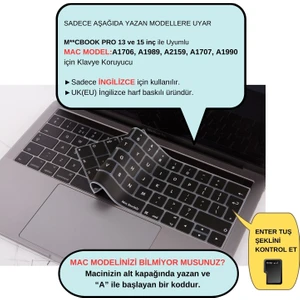 Macbook Pro Klavye Koruyucu UK(EU) İngilizce Baskı A1706 A1989 A2159 A1707 A1990 Uyumlu