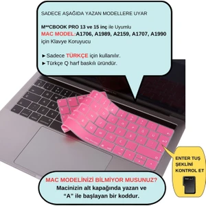 Macbook Pro Klavye Kılıfı Türkçe Q Baskı A1706 A1989 A2159 A1707 A1990 ile Uyumlu