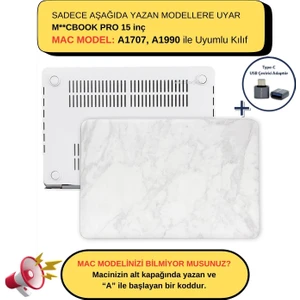 Macbook Pro Kılıf 15 inç A1707 A1990 ile Uyumlu Mermer