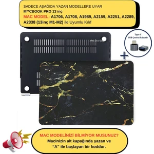 Macbook Pro Kılıf 13inç M1-M2 A1706 A1708 A1989 A2159 A2251 A2289 A2338 ile Uyumlu Mermer