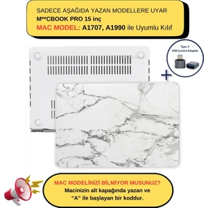 Macbook Pro Kılıf 15 inç A1707 A1990 ile Uyumlu Mermer