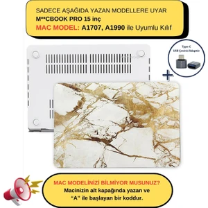 Macbook Pro Kılıf 15 inç A1707 A1990 ile Uyumlu Mermer