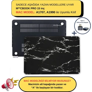 Macbook Pro Kılıf 15 inç A1707 A1990 ile Uyumlu Mermer
