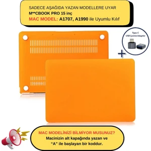 Macbook Pro Kılıf 15 inç A1707 A1990 ile Uyumlu Mat