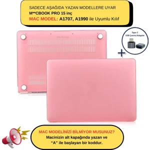 Macbook Pro Kılıf 15 inç A1707 A1990 ile Uyumlu Mat