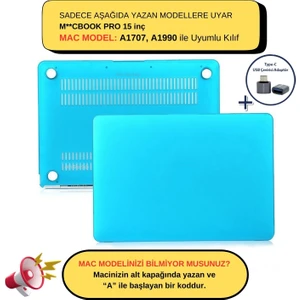 Macbook Pro Kılıf 15 inç A1707 A1990 ile Uyumlu Mat