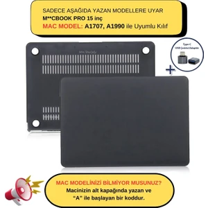 Macbook Pro Kılıf 15 inç A1707 A1990 ile Uyumlu Mat