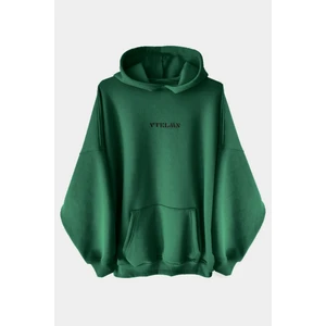Haki Kalın Içi Polarlı Oversize Kapüşonlu Hoodie Sweatshirt