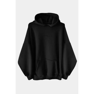 Siyah Kalın Içi Polarlı Oversize Kapüşonlu Hoodie Sweatshirt