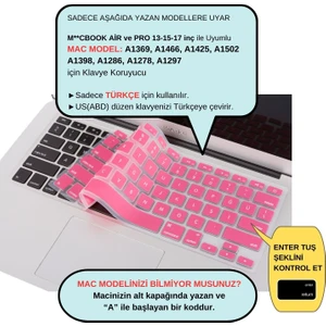 Macbook Klavye Air Pro Koruyucu (US to TR) (Eski USB'li Model 2008-2017) ile Uyumlu