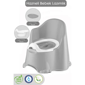 Meleni Baby Comfort Taşınabilir Lazımlık – Çocuk Tuvalet Eğitimi Alıştırma Lazımlığı Gri